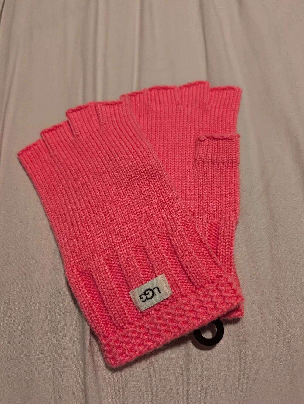 UGG Pink Knit Fingerless Gloves